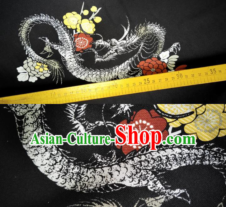 Chinese Traditional Dragon Pattern Black Silk Fabric Mulberry Silk Fabric Hanfu Dress Material