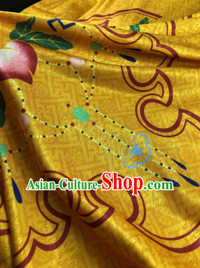 Chinese Traditional Peach Pattern Ginger Brocade Hanfu Fabric Silk Fabric Hanfu Dress Material
