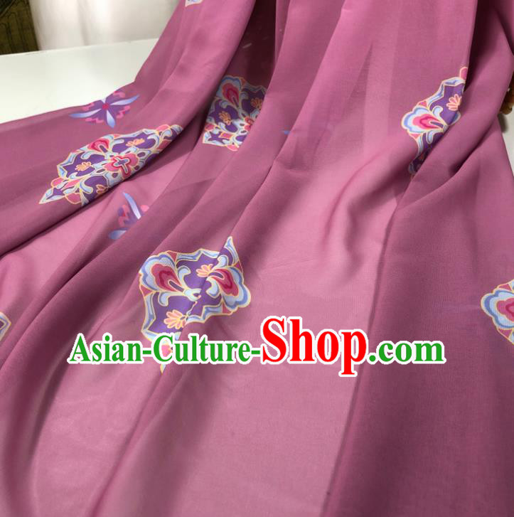 Chinese Traditional Classical Pattern Wine Red Chiffon Fabric Silk Fabric Hanfu Dress Material
