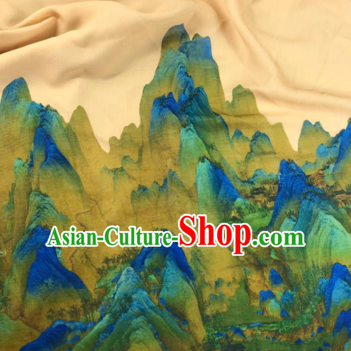 Chinese Traditional Classical Landscape Pattern Chiffon Fabric Silk Fabric Hanfu Dress Material