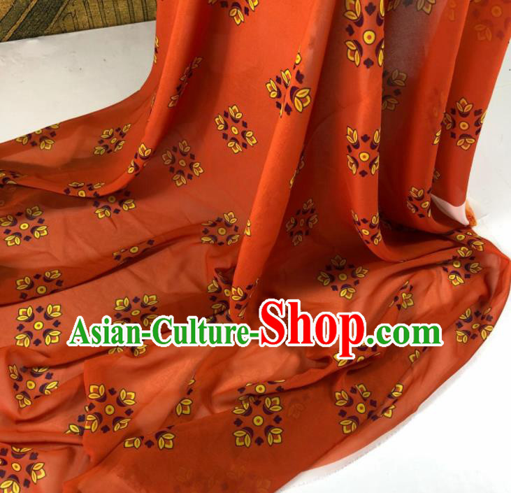 Chinese Traditional Classical Pattern Orange Chiffon Fabric Silk Fabric Hanfu Dress Material