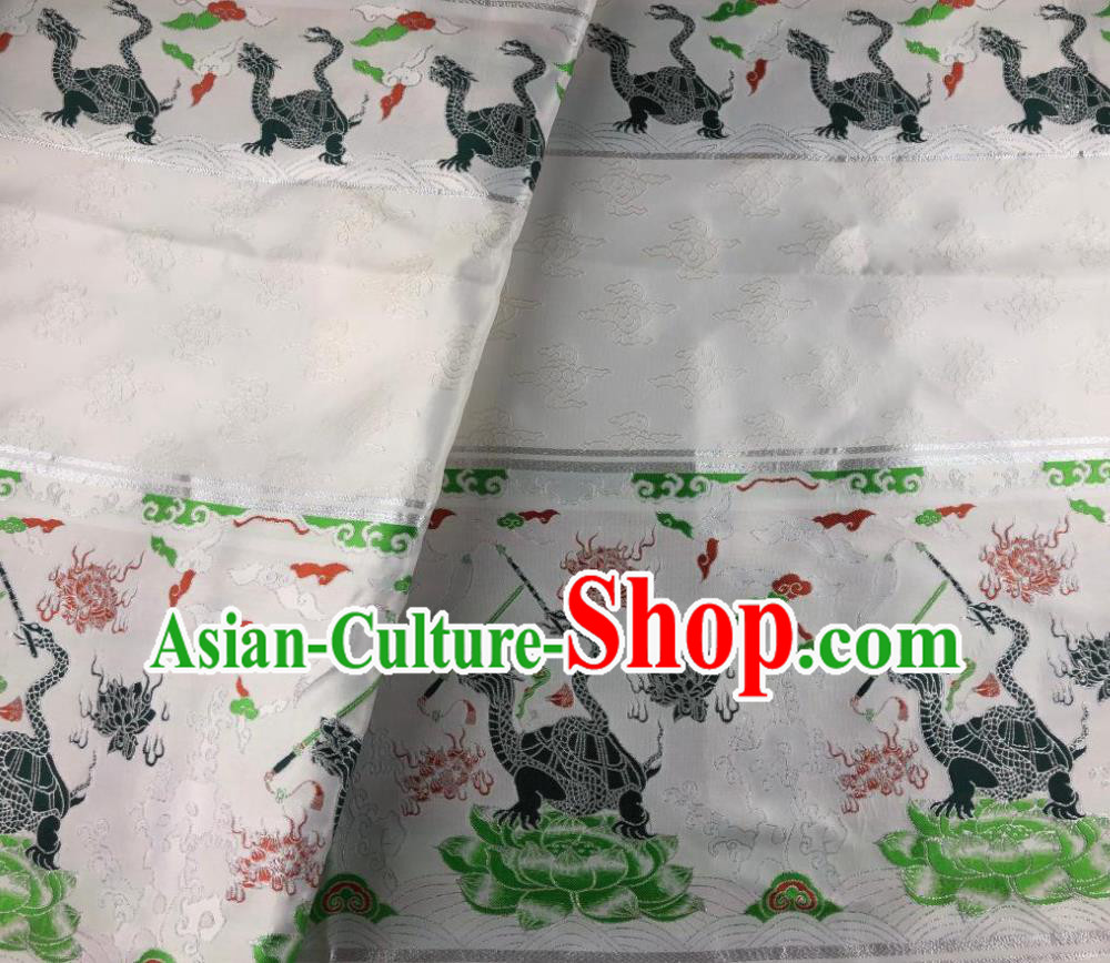Chinese Traditional Tortoise Pattern White Brocade Hanfu Fabric Silk Fabric Hanfu Dress Material