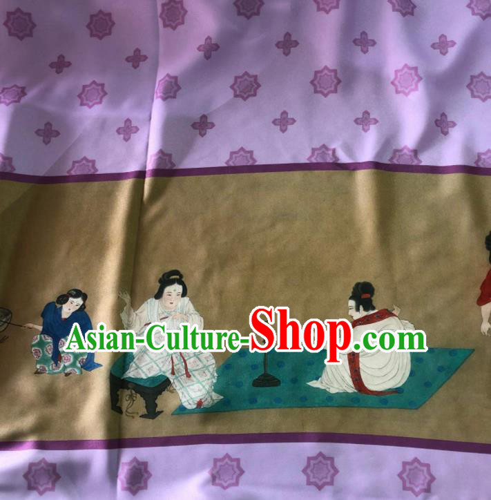Chinese Traditional Classical Pattern Purple Chiffon Fabric Silk Fabric Hanfu Dress Material