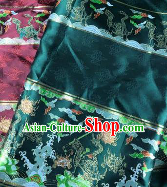 Chinese Traditional Tortoise Pattern Atrovirens Brocade Hanfu Fabric Silk Fabric Hanfu Dress Material