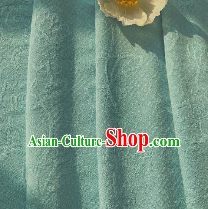 Chinese Traditional Classical Lotus Pattern Green Cotton Fabric Imitation Silk Fabric Hanfu Dress Material
