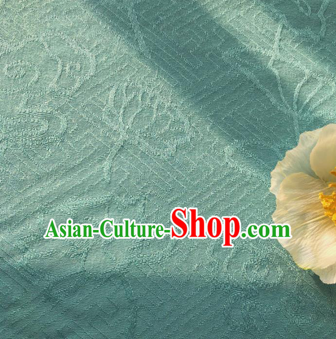 Chinese Traditional Classical Lotus Pattern Green Cotton Fabric Imitation Silk Fabric Hanfu Dress Material