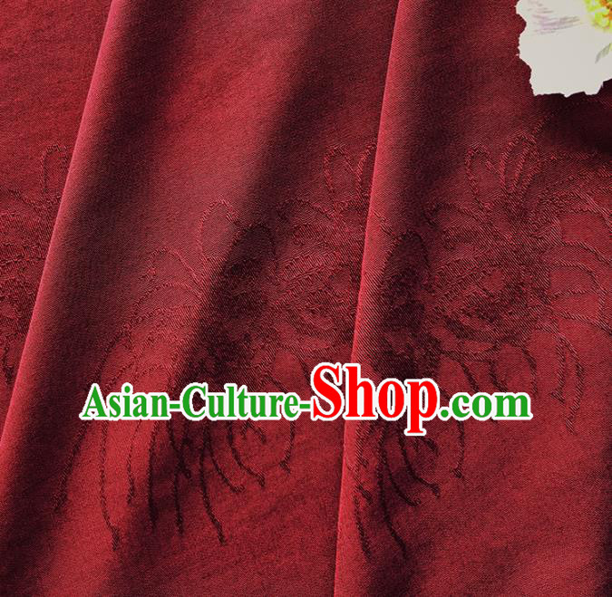 Chinese Traditional Classical Red Spider Lily Pattern Red Cotton Fabric Imitation Silk Fabric Hanfu Dress Material