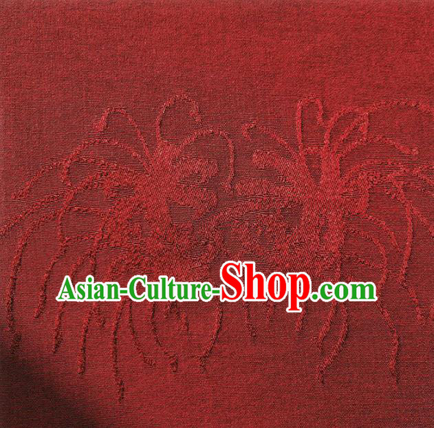 Chinese Traditional Classical Red Spider Lily Pattern Red Cotton Fabric Imitation Silk Fabric Hanfu Dress Material