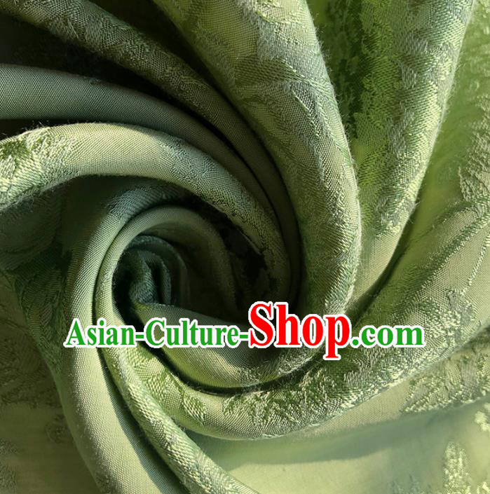 Chinese Traditional Classical Peony Pattern Green Cotton Fabric Imitation Silk Fabric Hanfu Dress Material