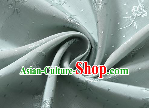 Chinese Traditional Classical Flowers Pattern Blue Cotton Fabric Imitation Silk Fabric Hanfu Dress Material