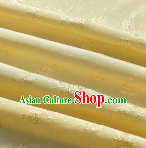 Chinese Traditional Classical Flowers Pattern Yellow Cotton Fabric Imitation Silk Fabric Hanfu Dress Material