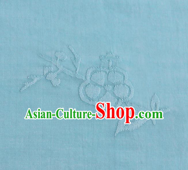 Chinese Traditional Classical Plum Blossom Pattern Blue Cotton Fabric Imitation Silk Fabric Hanfu Dress Material