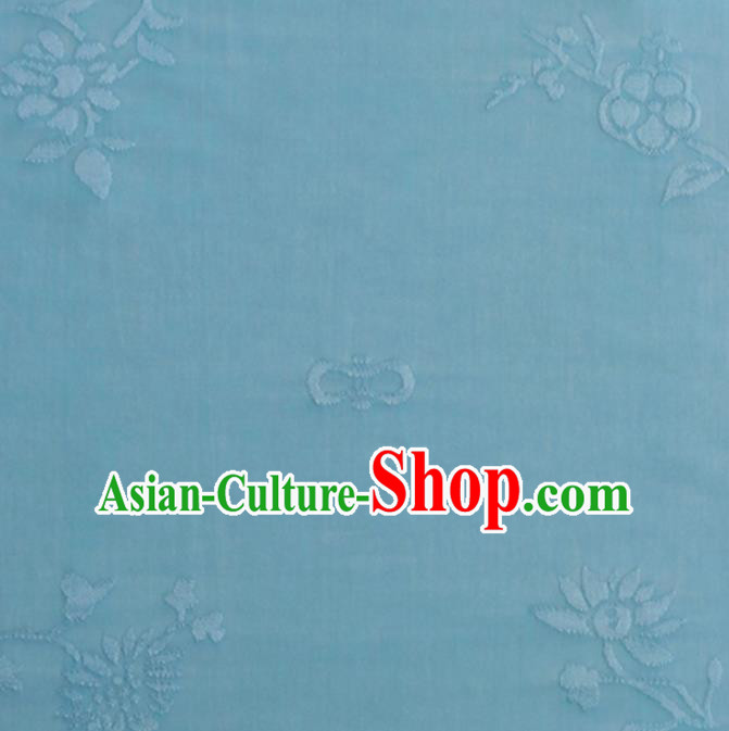 Chinese Traditional Classical Plum Blossom Pattern Blue Cotton Fabric Imitation Silk Fabric Hanfu Dress Material