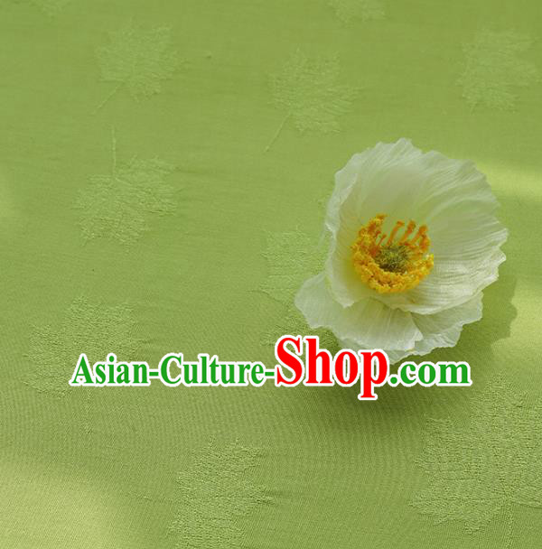 Chinese Traditional Classical Maple Leaf Pattern Light Green Cotton Fabric Imitation Silk Fabric Hanfu Dress Material