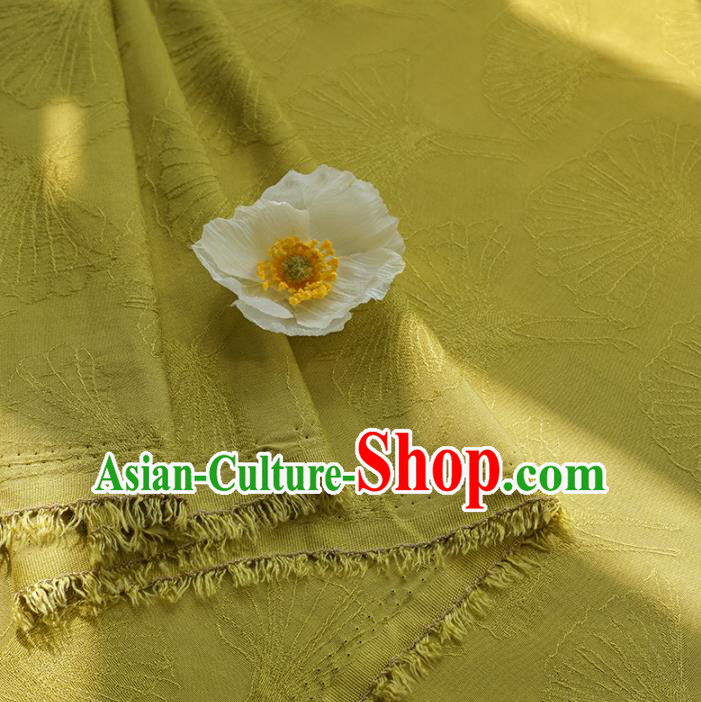 Chinese Traditional Classical Ginkgo Leaf Pattern Ginger Cotton Fabric Imitation Silk Fabric Hanfu Dress Material
