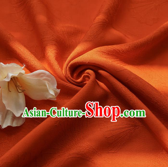 Chinese Traditional Classical Ginkgo Leaf Pattern Orange Cotton Fabric Imitation Silk Fabric Hanfu Dress Material