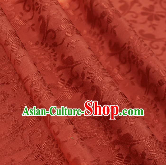 Chinese Traditional Classical Paisley Pattern Rust Red Cotton Fabric Imitation Silk Fabric Hanfu Dress Material