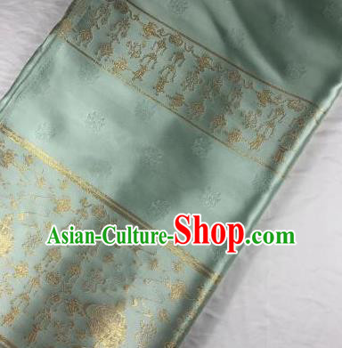 Chinese Traditional Censer Pattern Light Green Brocade Hanfu Fabric Silk Fabric Hanfu Dress Material