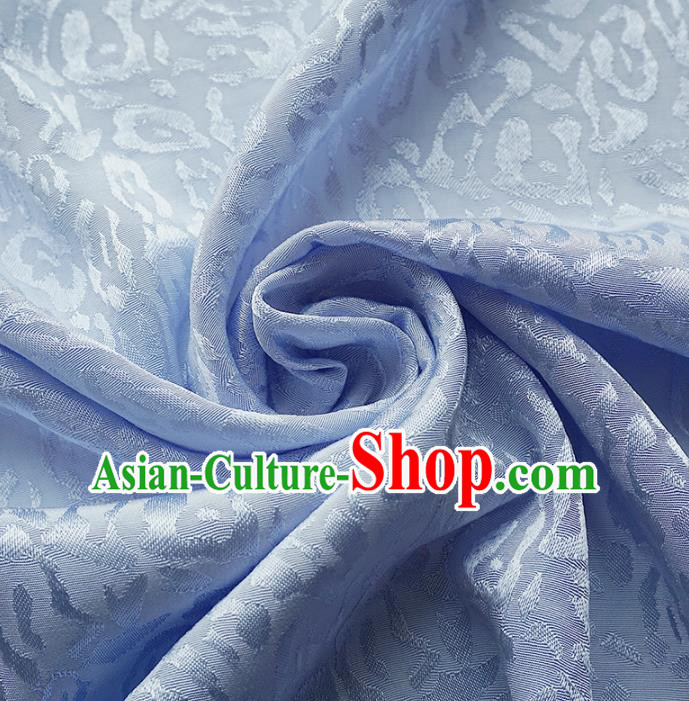 Chinese Traditional Classical Jacquard Pattern Blue Cotton Fabric Imitation Silk Fabric Hanfu Dress Material
