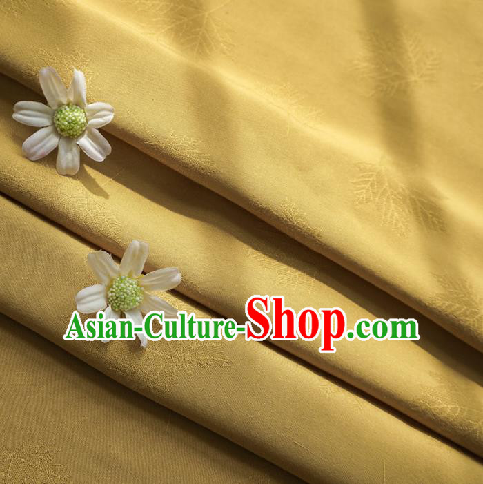 Chinese Traditional Classical Jacquard Maple Leaf Pattern Ginger Cotton Fabric Imitation Silk Fabric Hanfu Dress Material