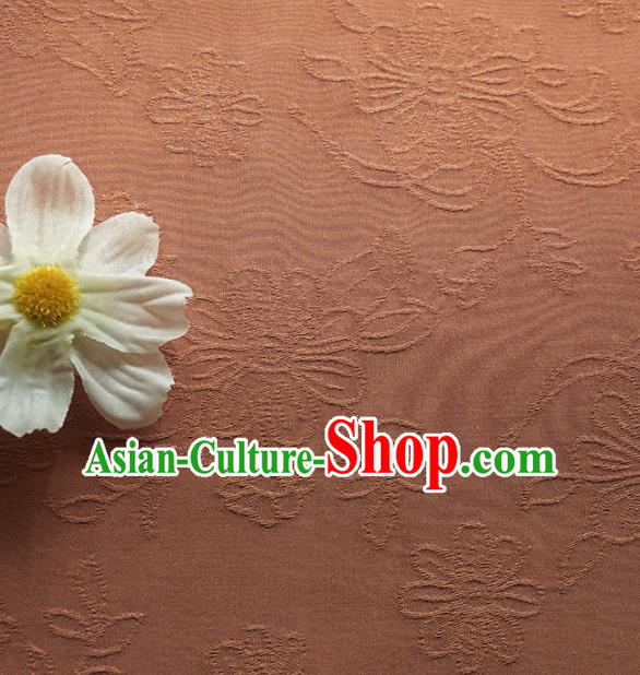 Chinese Traditional Classical Flowers Pattern Brown Cotton Fabric Imitation Silk Fabric Hanfu Dress Material