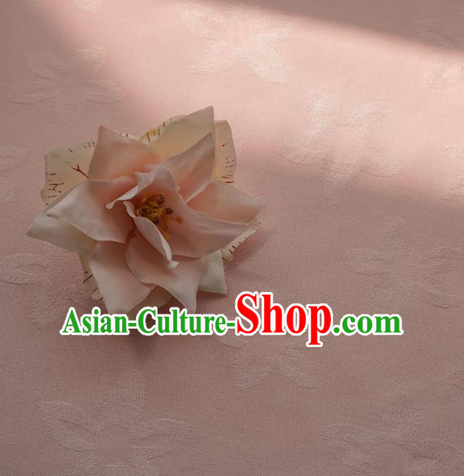 Chinese Traditional Classical Pattern Pink Cotton Fabric Imitation Silk Fabric Hanfu Dress Material