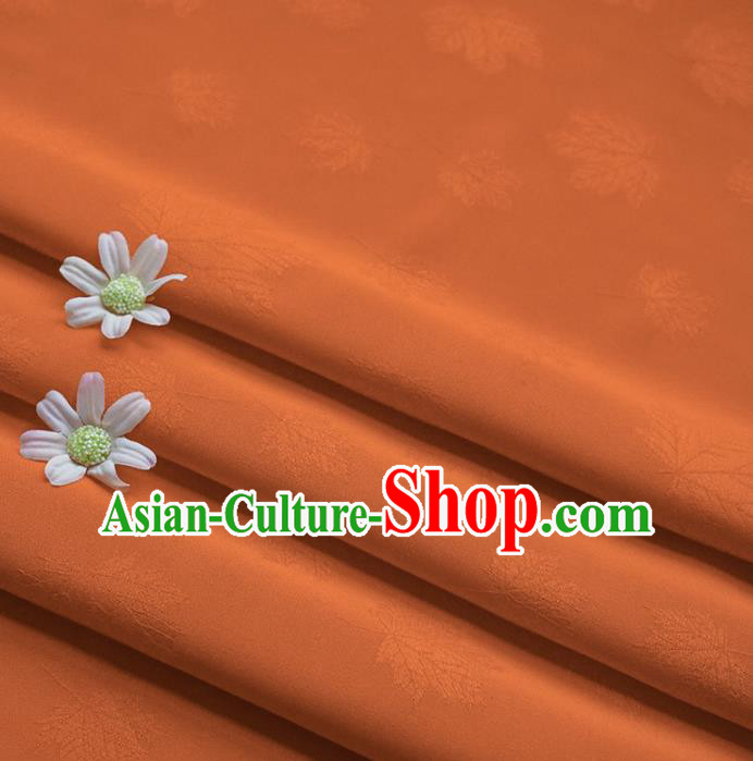 Chinese Traditional Classical Maple Leaf Pattern Orange Cotton Fabric Imitation Silk Fabric Hanfu Dress Material