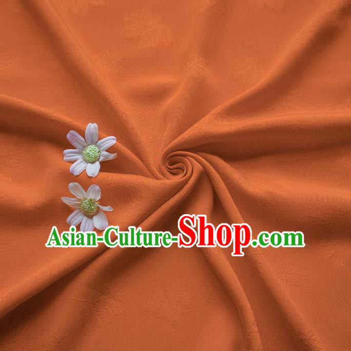 Chinese Traditional Classical Maple Leaf Pattern Orange Cotton Fabric Imitation Silk Fabric Hanfu Dress Material