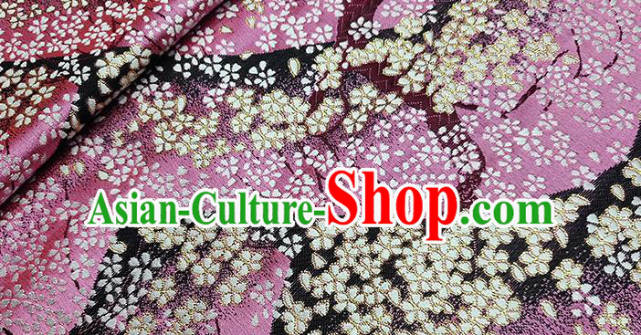 Japanese Traditional Sakura Pattern Kimono Pink Brocade Fabric Tapestry Satin Fabric Nishijin Material