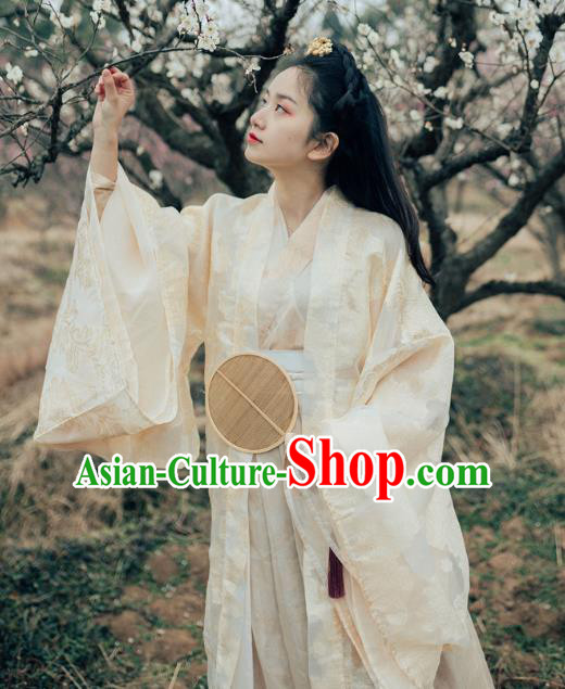 Chinese Ancient Jin Dynasty Court Princess Embroidered Dress Traditional Patrician Lady Costume for Women