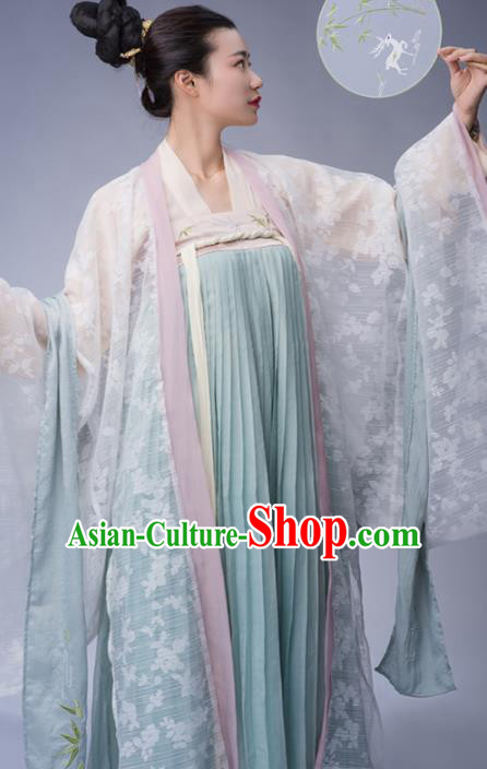 Chinese Ancient Tang Dynasty Court Lady Embroidered Dress Traditional Royal Princess Costume for Women