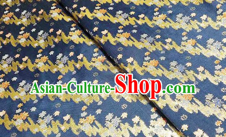 Japanese Traditional Maple Leaf Pattern Kimono Navy Brocade Fabric Tapestry Satin Fabric Nishijin Material
