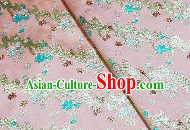 Japanese Traditional Maple Leaf Pattern Kimono Pink Brocade Fabric Tapestry Satin Fabric Nishijin Material