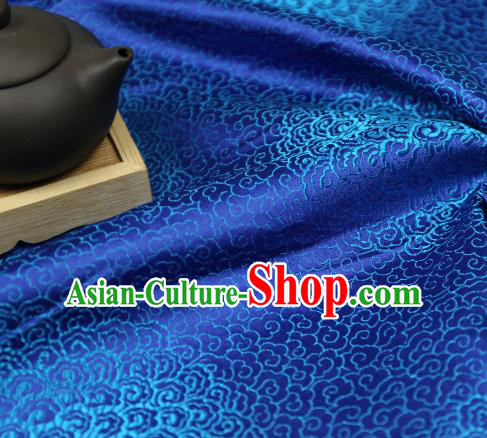 Chinese Traditional Auspicious Clouds Pattern Royalblue Brocade Fabric Silk Satin Fabric Hanfu Material