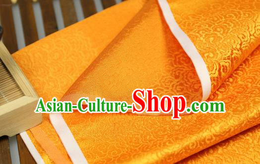 Chinese Traditional Auspicious Clouds Pattern Golden Brocade Fabric Silk Satin Fabric Hanfu Material