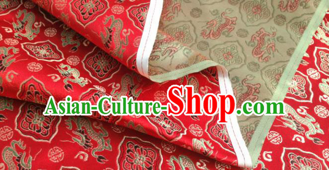 Chinese Traditional Lucky Dragon Pattern Red Brocade Fabric Silk Satin Fabric Hanfu Material