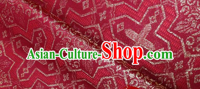 Japanese Traditional Pattern Kimono Red Brocade Fabric Tapestry Satin Fabric Nishijin Material