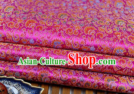 Chinese Traditional Celosia Cristata Pattern Rosy Brocade Fabric Silk Tapestry Satin Fabric Hanfu Material