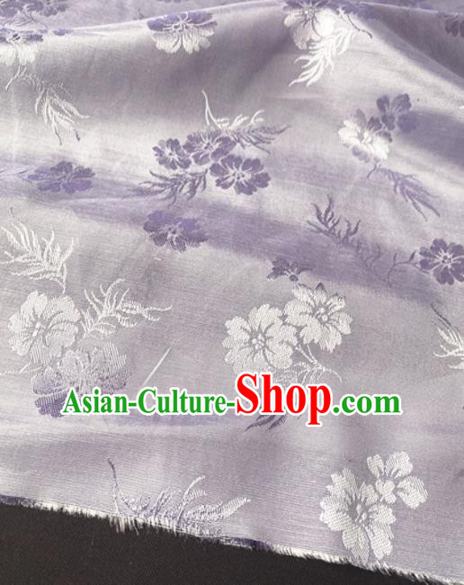 Chinese Traditional Pattern Lilac Silk Fabric Hanfu Brocade Material