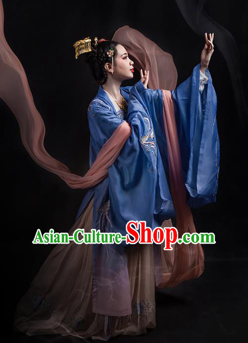 Chinese Ancient Hanfu Embroidered Dress Traditional Tang Dynasty Imperial Consort Costumes for Women