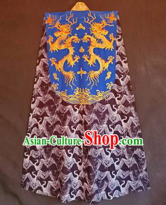 Chinese Traditional Embroidered Dragon Royalblue Cloak Tang Suit Cape Costume for Women