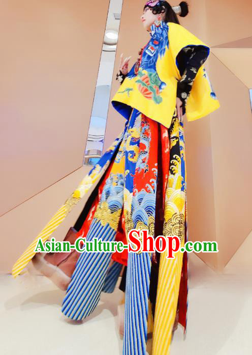 Chinese Traditional National Embroidered Red Brocade Dress Tang Suit Clothing Complete Set for Women