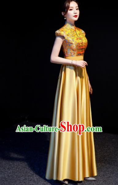 Chinese National Golden Chorus Qipao Dress Traditional Compere Cheongsam Costume for Women