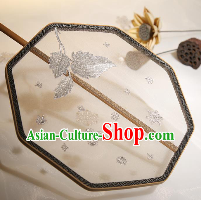 Chinese Traditional Hanfu Embroidered Silk Fans Ancient Princess Palace Fan for Women