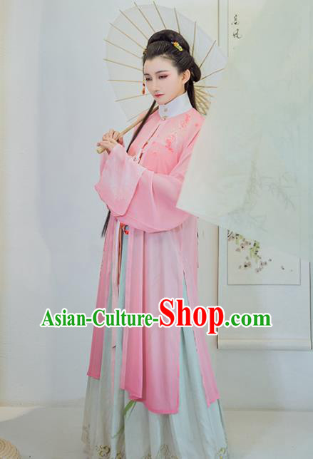 Chinese Ancient Rich Lady Embroidered Blouse and Skirt Traditional Ming Dynasty Nobility Female Costumes for Women