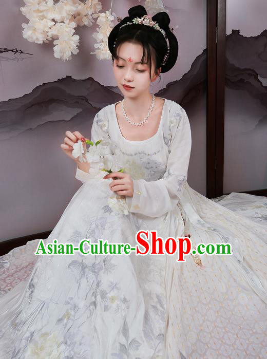 Chinese Tang Dynasty Court Maid Embroidered Dress Traditional Ancient Royal Princess Costumes for Women