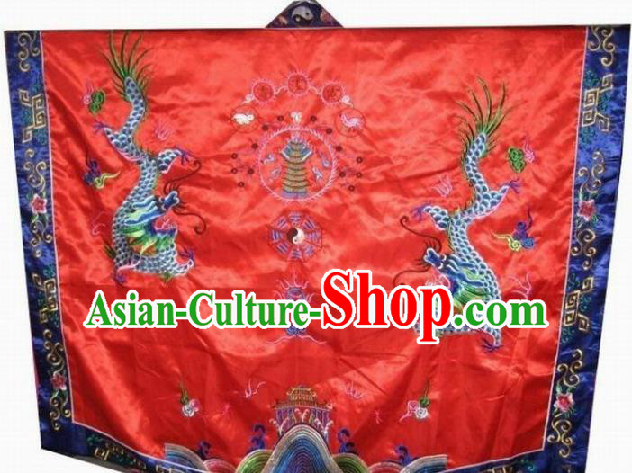 Chinese National Quanzhen Taoist Frock Embroidered Cassock Traditional Taoism Rites Costume for Men