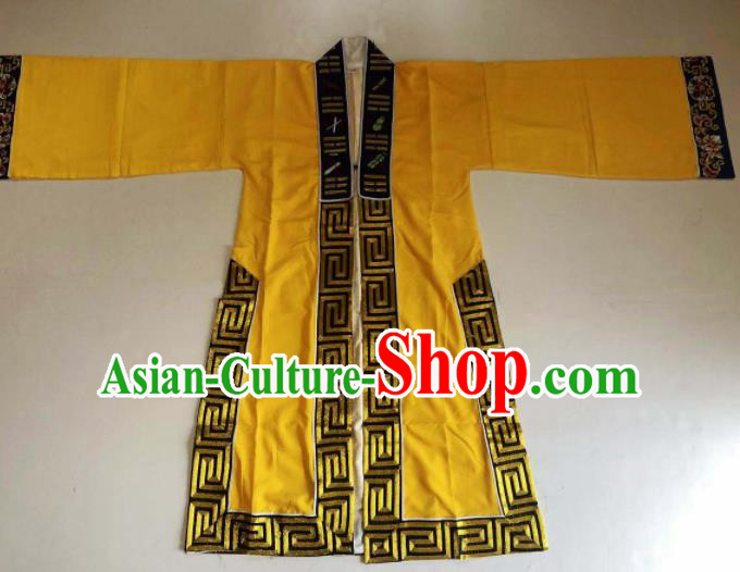 Chinese National Taoist Embroidered Eight Diagrams Yellow Priest Frock Cassock Traditional Taoism Rites Costume for Men