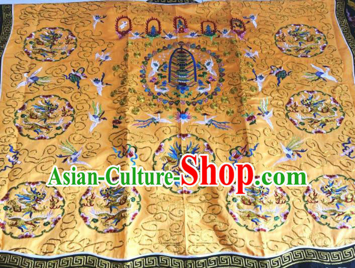 Chinese National Taoist Embroidered Dragon Yellow Priest Frock Cassock Traditional Taoism Rites Costume for Men