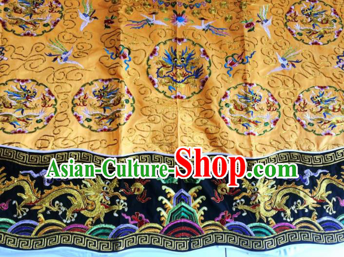 Chinese National Taoist Embroidered Dragon Yellow Priest Frock Cassock Traditional Taoism Rites Costume for Men